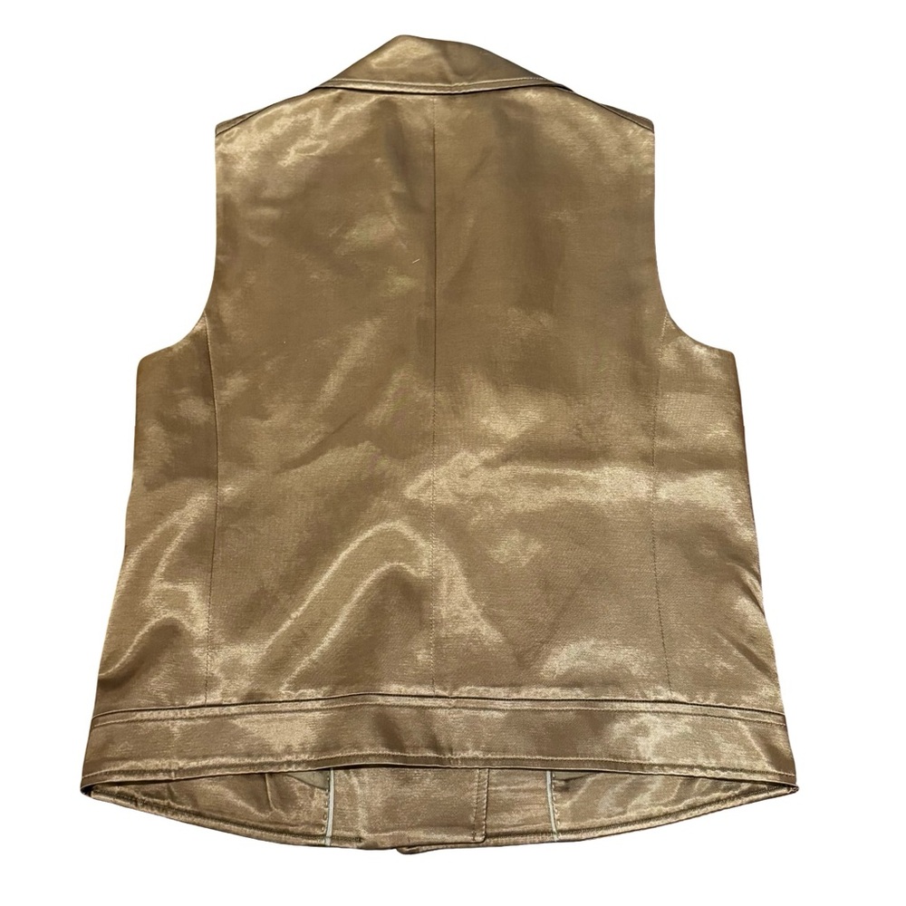 Massimo Dutti Sateen Moto Vest with Silver Asymmetrical Zipper - Picture 2 of 12